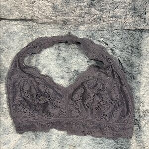 Aerie Lace Halter Bralette - Gray